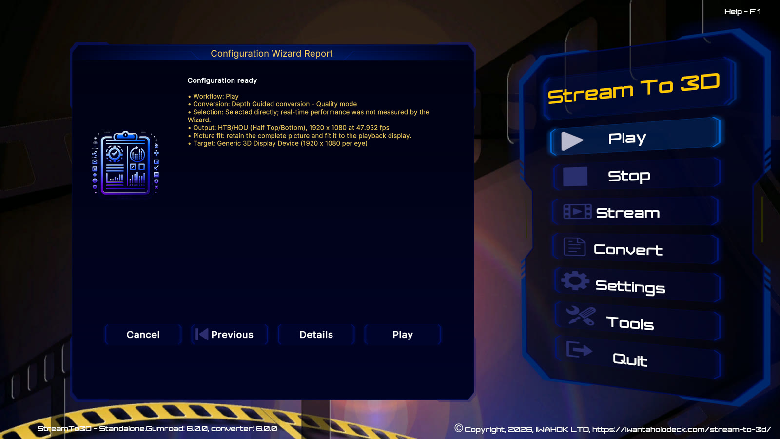 Configuration Wizard report showing Depth Guided Quality selected directly without performance proving