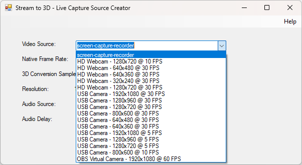 Screen Capture Recorder Settings